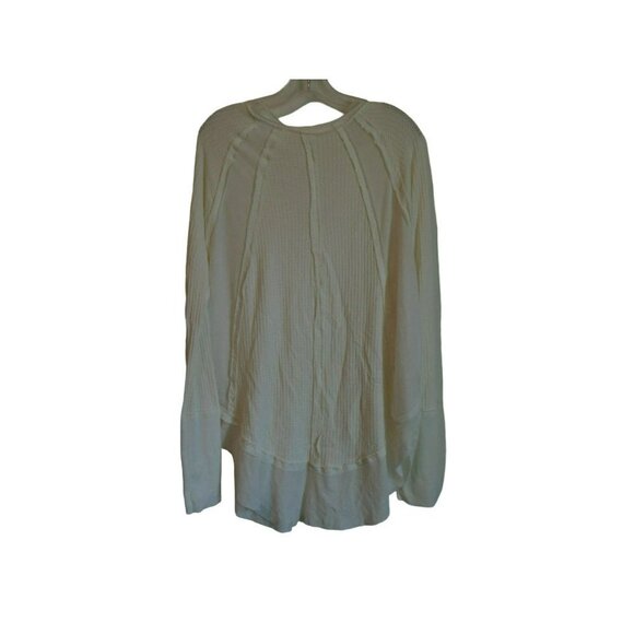 Free People We The Free Waffle Weave Long Sleeve Tee - L - Ivory - Picture 6 of 9